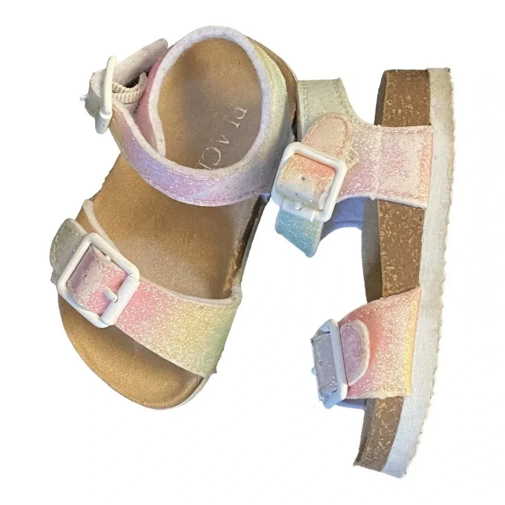 The Childrens Place Girls Sandals Size 5 Glitter Buckle Closure Summer Shoes